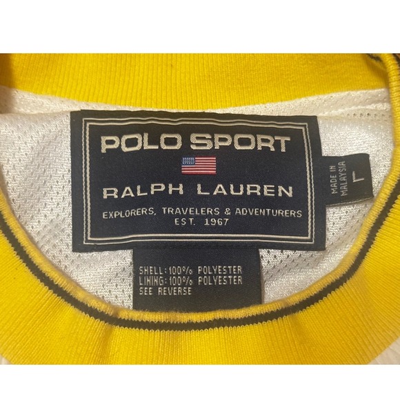 Polo Sport Ralph Lauren Pullover Jacket Windbreaker Mens Size L White Yellow - Picture 3 of 10